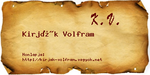 Kirják Volfram névjegykártya